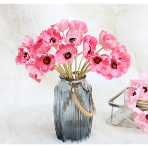 10Pcs/lot High-grade PU Poppy Artificial Flowers Decoration Party Wedding Bride Handholding Bouquet Farmhouse Decor Fake Poppies