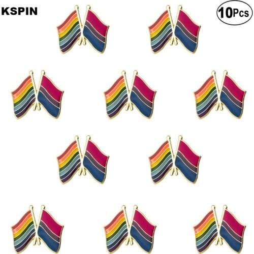 Bisexual pride & Rainbow Lapel Pin Flag badge Brooch Pins Badges 10Pcs a Lot