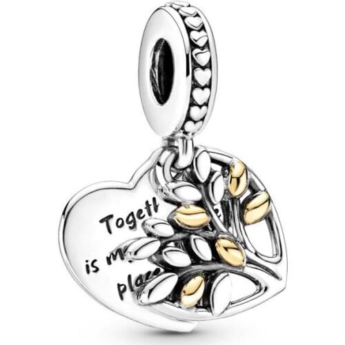 100% 925 sterling silver heart tree of life pendant charm fit bangle bracelet & necklace jewelry for women making bead DIY gift