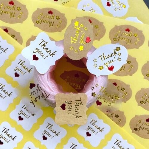 120pcs Multiple Style Thank you with Heart Stickers for Gifts Stickers Scrapbooking Customized Thank You Seal Sticker Labels