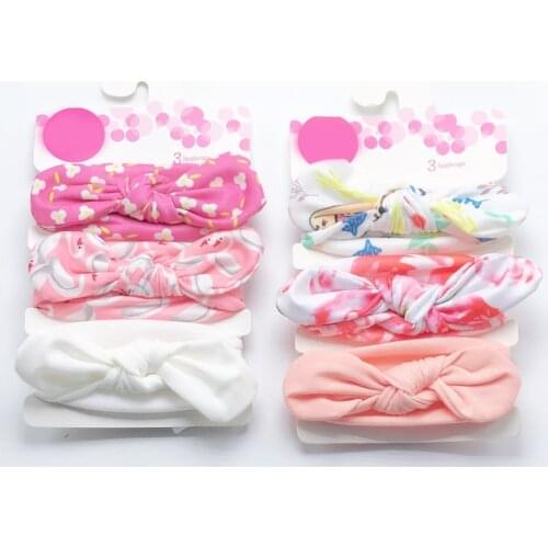 3Pcs/Set Flower Dot Newborn Headband Cute Bows Baby Girl Headbands Turban Print Infant Toddler Hair Band Baby Hair Accessories