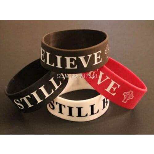 300pcs One inch Inspirational STILL BELIEVE wristband silicone bracelets free shipping by FEDEX