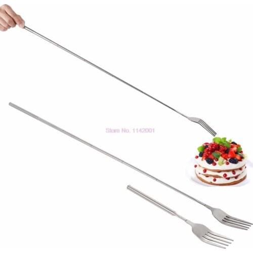 50Pcs/Lot Stainless Telescopic Extendable Fork Dinner Fruit Dessert Long Cutlery Forks BBQ Meat Fork Kitchen Accessories Tools