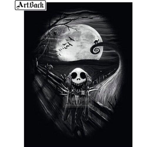 5D Diamond Painting Cross Stitch Jack Skull Icon Full Square Round Drill Mosaic Pattern 20x25cm for Home Decor Art