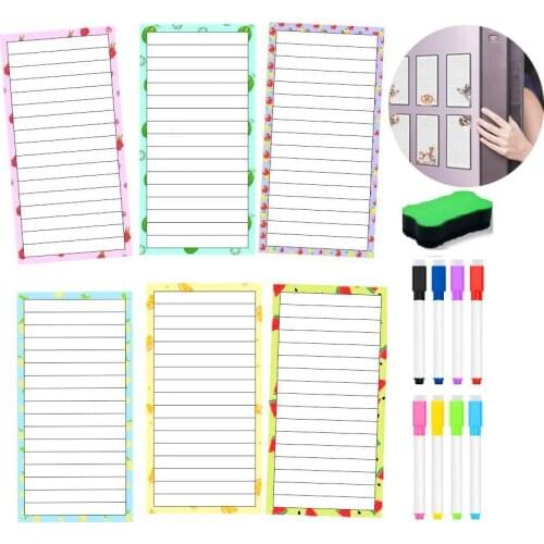 6pcs Magnetic Notepads for Fridge with Marker Full Magnet Back Notepad To Do List Grocery Shopping Memo Pad for Fridge Mangets