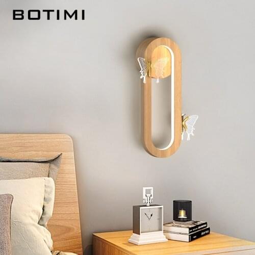 BOTIMI Butterfly LED Wall Lamp For Decoration Acrylic Wall Sconce Bedside Luminaira Modern Golden Hotel Bedroom Lighting Fixture