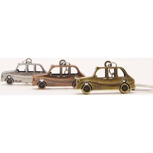Retro Simulation Taxi Car Key Chain Metal Alloy Mini Creative Exquisite Keychains Craft Small Gift Accessories