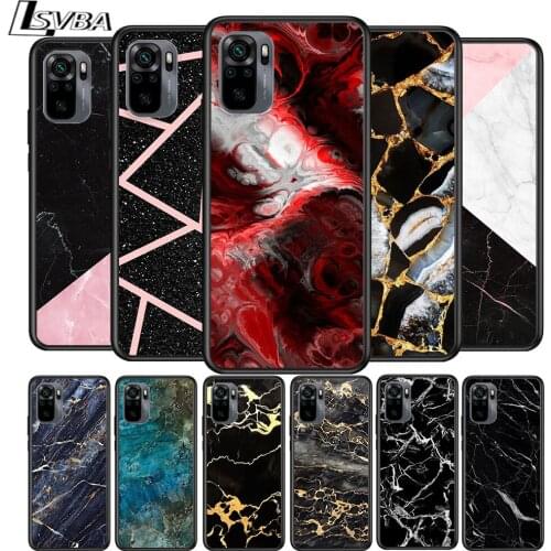 Black Marble Print for Xiaomi Redmi Note 10 10S 9 9T 9S 9Pro Max 8T 8Pro 8 7 6 5 Pro 5A 4X 4 Soft Black Phone Case