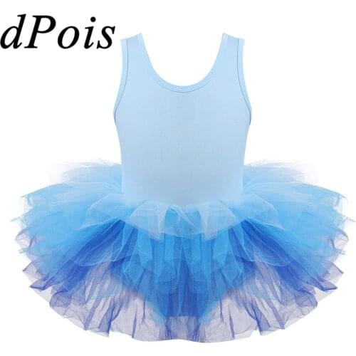 Kids Girls Sleeveless Camisole Gauzy Gymnastics Leotard Dress Childrens Ballet Tutu Dress For Performance Practice Dance Wear