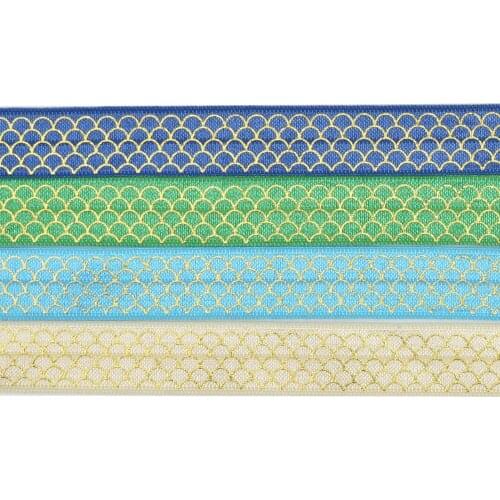 5/8" Gold Foil Scale Scaly Figure Fold Over Elastic Foe Elastic For Headband Ties Hair Accessory Welcome Custom Printed