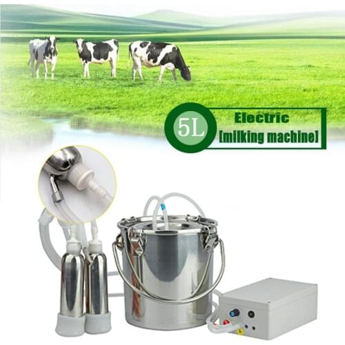 5L Upgraded Version Dual Heads Electric Goat Sheep Milking Machine Vacuum Pump Stainless Steel Bucket 110V~240V