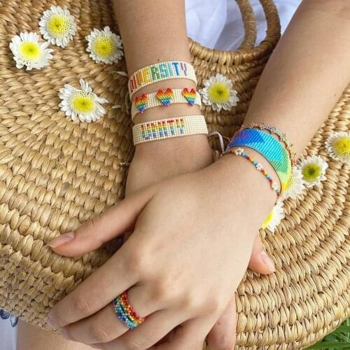 Go2Boho Miyuki Bead Bracelets for Women Rainbow Boho Friendship Bracelet for Girl Design Jewellery Heart Pulseras Femme Wholesal