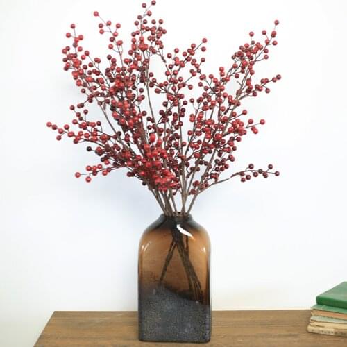 Artificial Berries 70cm Red Green Cherry Fortune Fruit Acacia Flower Decoration American Pastoral