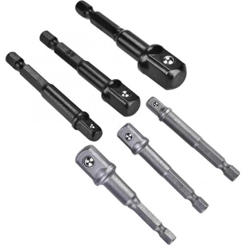 Key Type Drill Chunk 3Pcs Socket Adapter 1/4 Hex Shank to 1/4 3/81/2 Square Head Drill Bit Driver