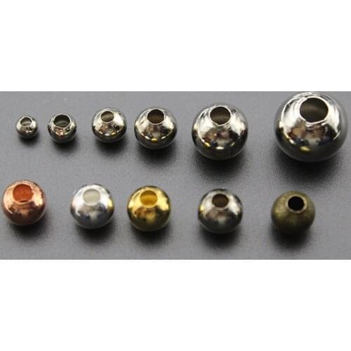 100pcs 2 3 4 5 6 8 10mm Silver Rose Gold Round Ball Loose Spacer Beads For Jewelry Making Bracelets DIY Metal Beads findings