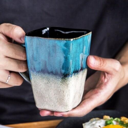 420ML Mug Nordic Creative Personality Trend Ceramic Water Cup Home Coffee Tea Cup with Lid Spoon Couple Cup Cute Coffee Mugs