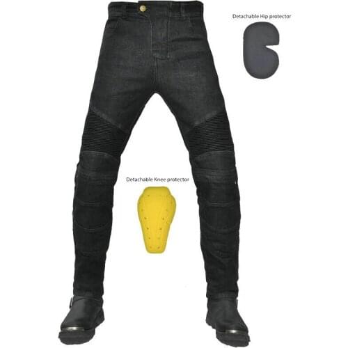 Fashionable Mens Riding Jeans Anti-drop Fitting Protection Device Safety Straight Jeans Blue Black Motorcycle Pants