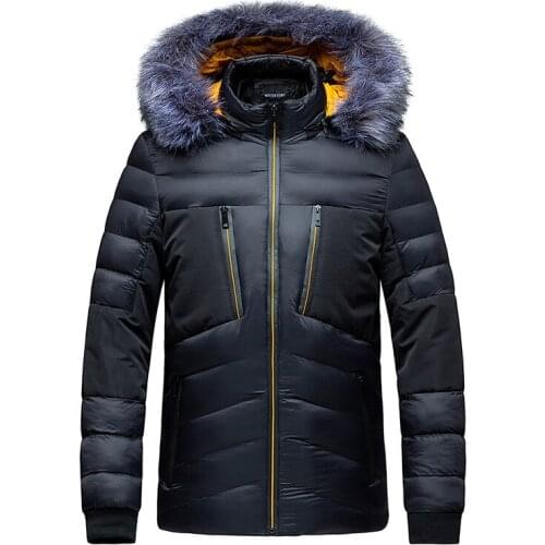 2021 New Patchwork Autumn Winter Parkas Jacket Men Fashion Hooded Fur Collar Windbreaker Outerwear Thick Warm Slim Fit Coat Men
