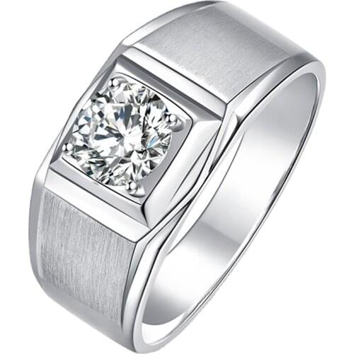 Mens Rings Real S925 Sterling Silver Frosted Generous Engagement Wedding Party Luxury Gentleman Jewelry Big Diamond Exquisite