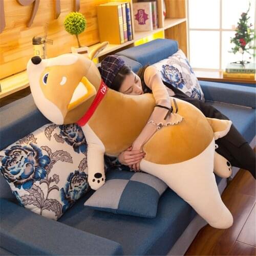 Fancytrader Pop Soft Lying Animal Shiba Inu Plush Pillow Anime Akita Doll Cartoon Dog Pillow for Valentines Day Present