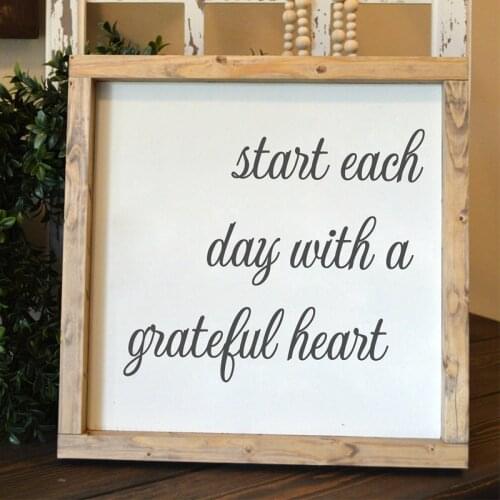 Start Each Day With A Grateful Heart Quote Canvas Print Wall Art Poster Farmhouse Room Decor