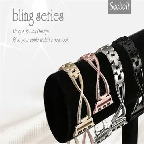 New for for Apple watch strap Iwatch stainless steel bracelet strap x diamond inlaid metal strap