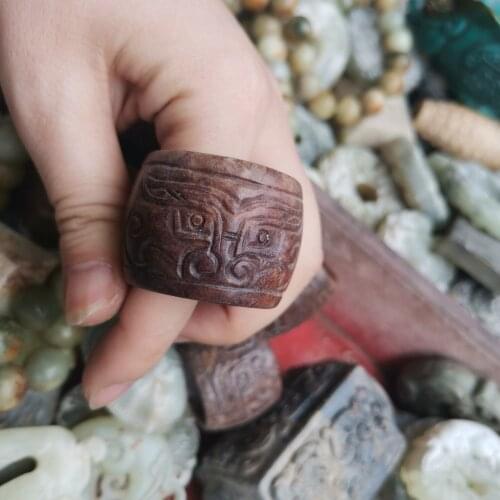 Original Jade Ring Men Pendant Classical Dragon Pattern Carved Son Gluttonous Multi-purpose, Mans Collection