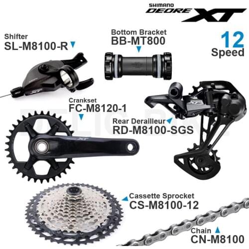 SHIMANO DEORE XT M8100 12v Groupset 1x12-Speed Shifter RD CS CN M8120 Rear Derailleur SGS Cassette 10-51T Crankset MTB Bike