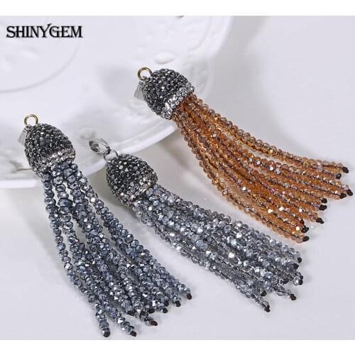 ShinyGem Fashion Crystal Tassel Pendant Delicate Sparkly Micro Inlay Rhinestone Charm Healing Quartz Tassel DIY Jewelry Making