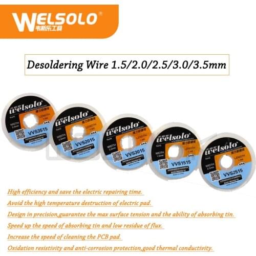 Desoldering Wire 1.5/2.0/2.5/3.0/3.5mm Suction Tin Desoldering Wick Solder Braid Wire for PCB Tin Remove Welding Tool