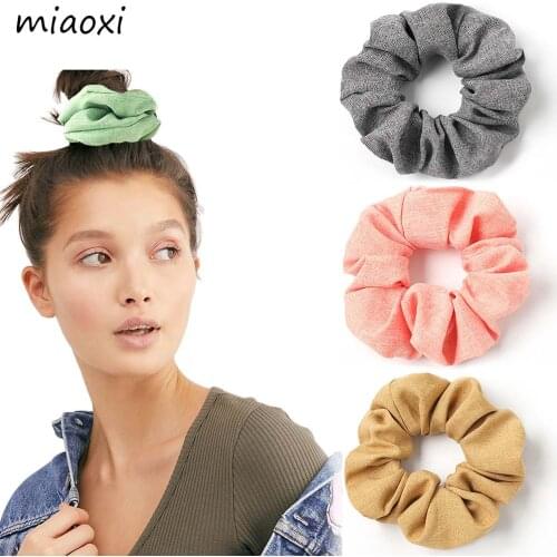 New Floral Fabric Large Fashion Women Elastic Hair Bands Casual Hair Loop Tie Girl Cute Solid Hair Rope Hair Accessories