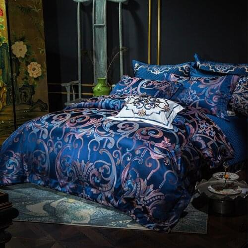 Luxury European High Precision Satin Jacquard Long Staple Cotton Bedding Set Quit Cover Sheet Pillowcase King Queen 4/6/8/10 PCS