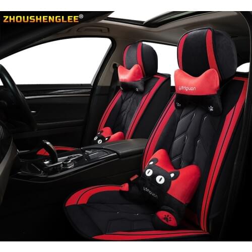 ZHOUSHENGLEE Front Rear Luxury Leather car seat cover For mitsubishi pajero sport kia carnival toyota chr hyundai kona i10 i20 i