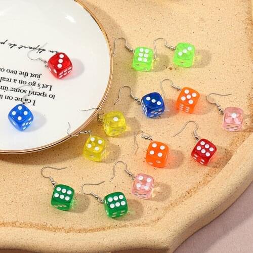 Cute Colorful Funny Dice Hook Dangle Circle Drop Earrings Gifts For Women Ear Hooks Girls Jelly Trendy Geometric Fine Earrings