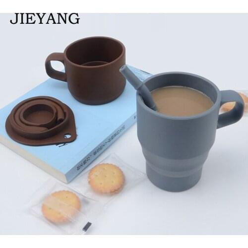 Folding Cups 300ml BPA FREE Food Grade Water Cup Travel Silicone Retractable Coloured Portable Outdoor Coffee Handcup Straw Mug