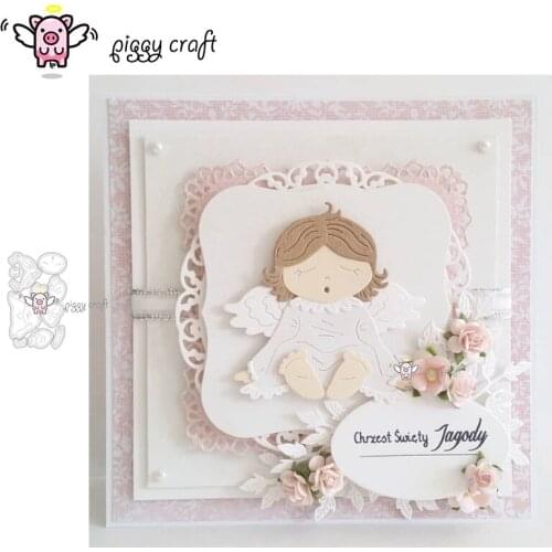 Piggy Craft metal cutting dies cut die mold Angel wings sleeping girl Scrapbook paper craft album card punch knife art cutter die