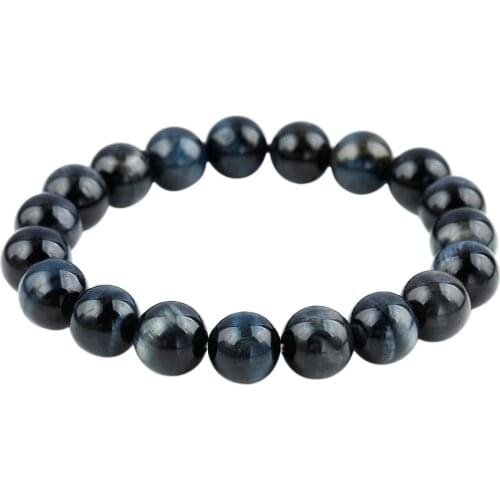 TUMBEELLUWA 10mm Blue Tigers Eye Stone Buddha Bracelet Stone Prayer Bracelet Handmade Bracelet