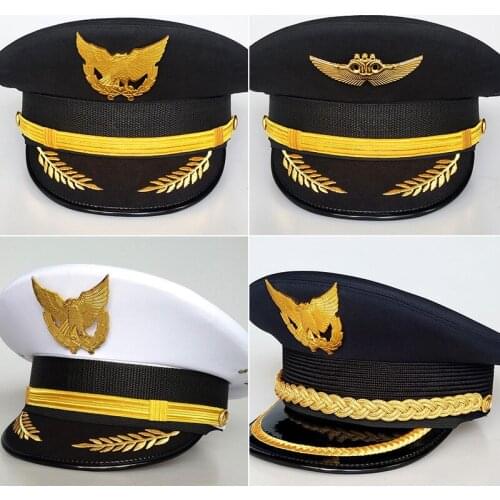 Unisex security staff Professional headgear railway Hat Flight Airline Captain uniform eaves cap pilot Hat civil aviation cap