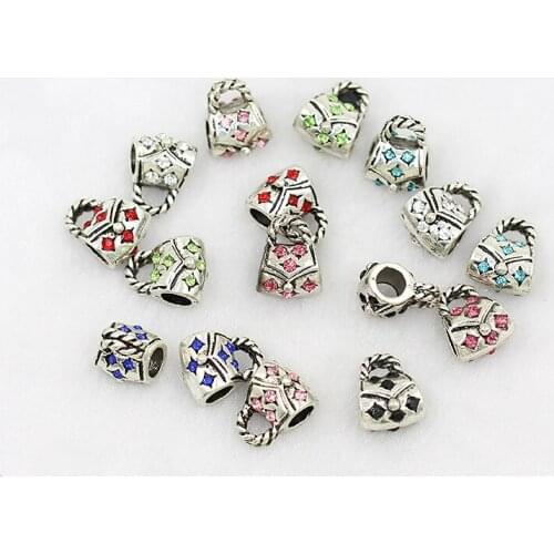 Handmade jewelry accessories DIY alloy silver Dora style fashion bags Beaded Bracelet drill hole