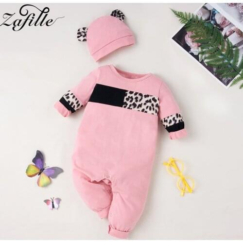 ZAFILLE Sweet Cute Baby Girl Clothes Pink Leopard Babys Rompers Jumpsuit For Kids Toddler Girls Rompers0-24 monthes