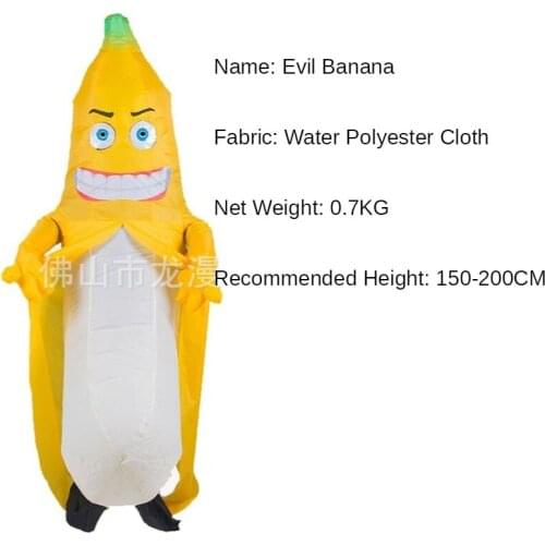 Evil Banana Inflatable Clothes Funny Cosplay Costume Halloween Dress Up Prank Party Costume Fruit Adult Size Clothing