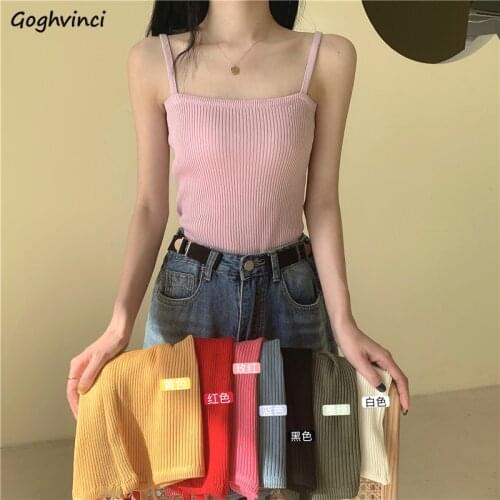 Camis Women Knitted Slash Neck Low Chest Sexy Elegant Basic Tops Womens Camisoles Ins Halter Top Summer Streetwear Tanks Ulzzang
