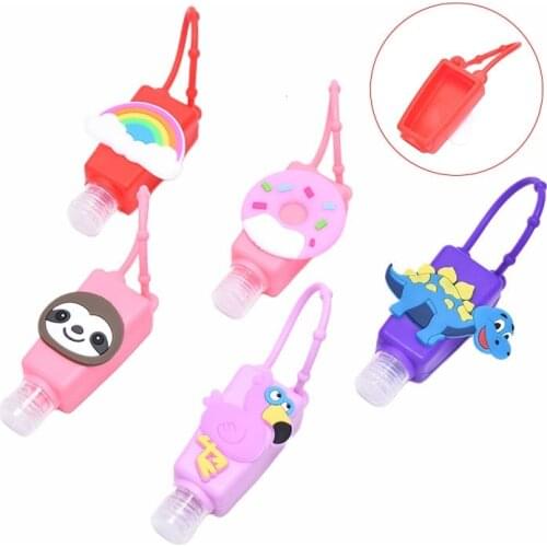 1pcs Cute Cartoon 30ml Mini Hand Sanitizer Split Bottles Portable Detachable Cover Silicone Bath Shower Hand Gel Holder