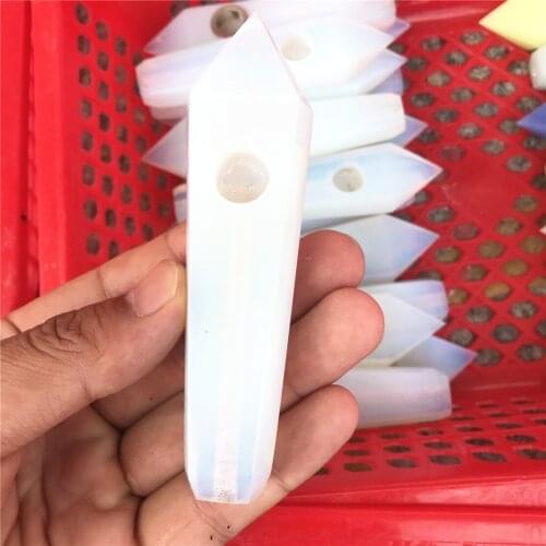 1pcs High Quality White Opal Quartz Smoking Pipe Crystal Point Wand Healing Crystal Gemstone wholesale price