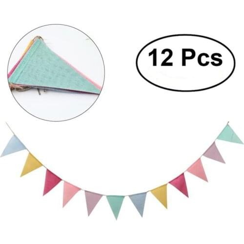 12pcs 17 Cm Kleurrijke Vilt Banner Slingers Verjaardag Bunting Pennant Baby Douche Bruiloft Guirlande Vlaggen Partij Decoratie
