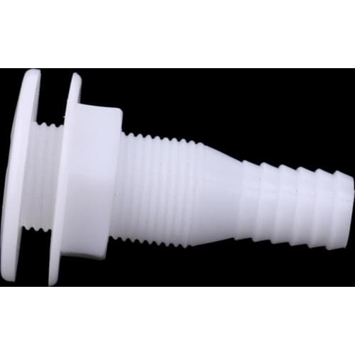 2 Pack White Straight Thru-Hull Connection for Boats Yacht Hose - 3/4-inch