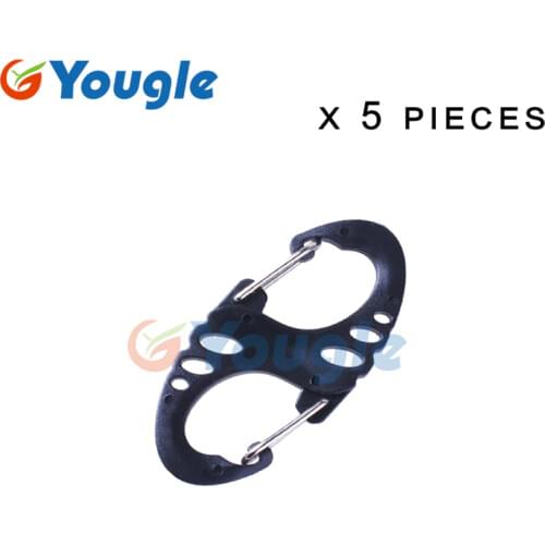 5 pcs/lot Portable Camping Hiking 8 Shaped S Shaped quick release Quick link Buckles Carabiner Clip Hook Key Chain Ring Black
