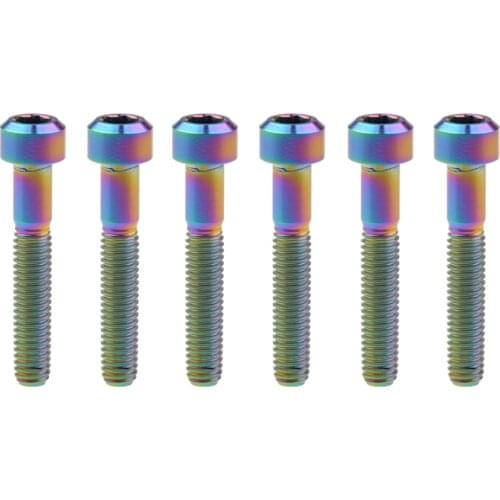 6 Pcs M6 Titanium Bolts M6x35mm Inner Hexagon Inverted Angle Column Head Screws for Bike Motorcycle Fasten Parts