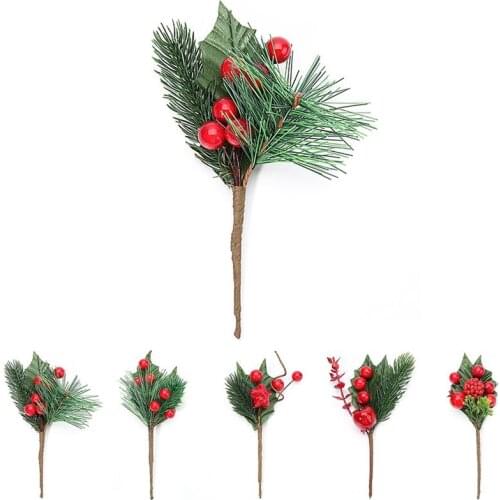 9PCS Christmas Fake Berries Fashion Artificial Holly Berries Faux Berries Holiday Floral Decor Flower Crafts for Xmas Party