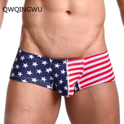 Sexy Underwear Print Boxers American Flag Men Sexy Striped Underwear Mens Boxer Shorts Bulge Pouch Gay Men Underpants Boxers